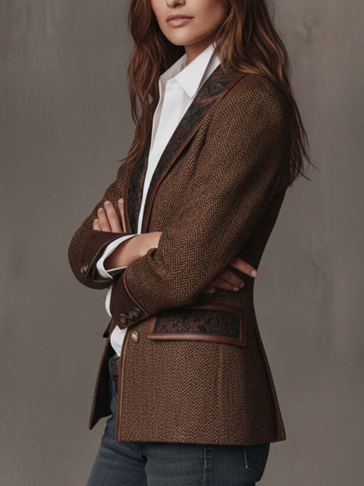 Blazer Feminino com Painel Estampado em Chevron