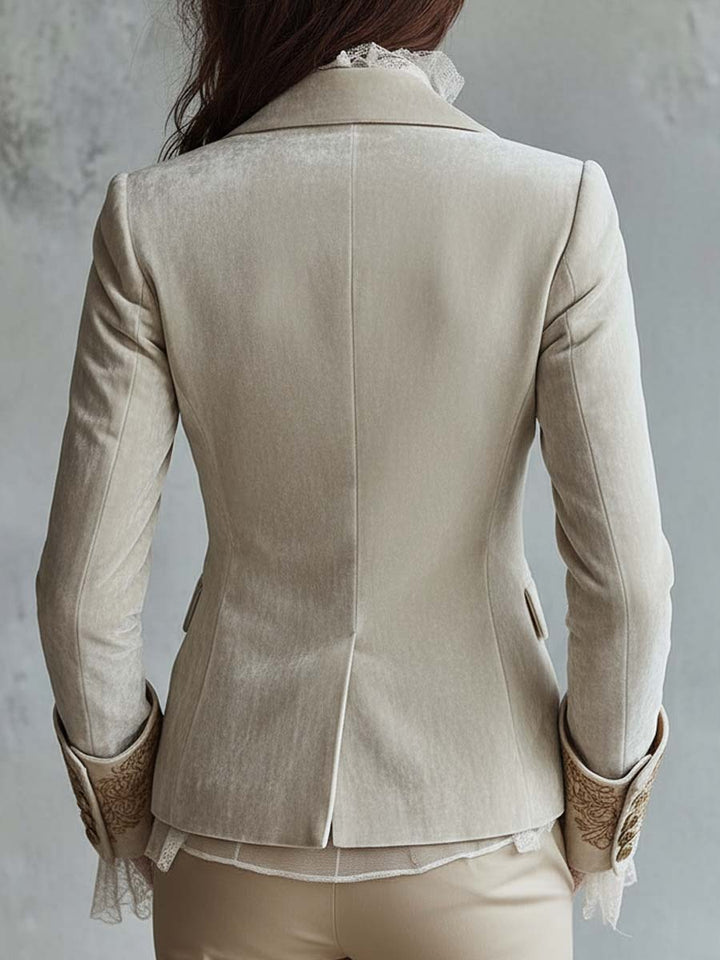 Blazer Tailored Bordado em Marfim para Mulheres