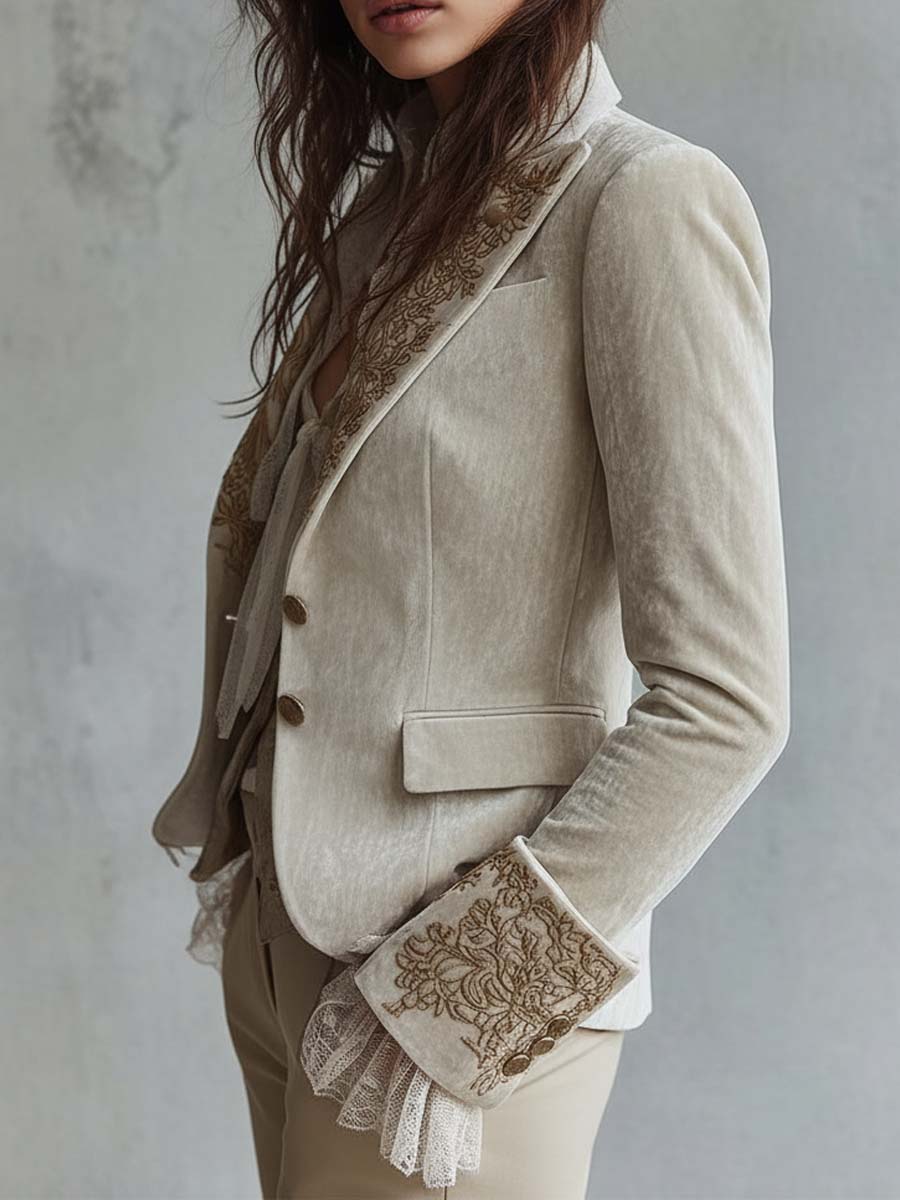 Blazer Tailored Bordado em Marfim para Mulheres