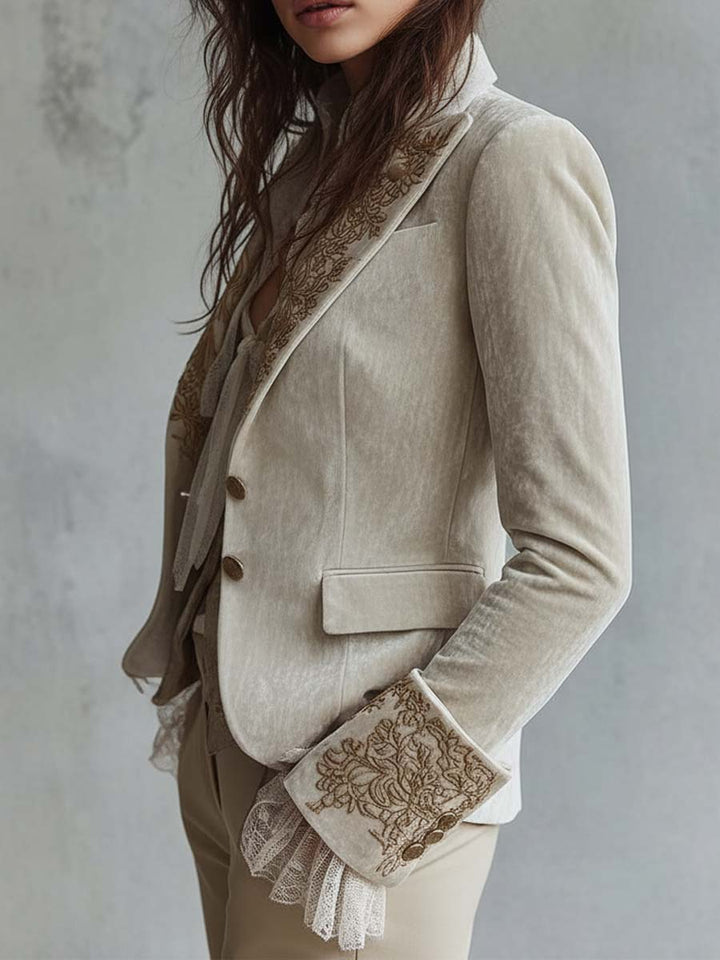 Blazer Tailored Bordado em Marfim para Mulheres