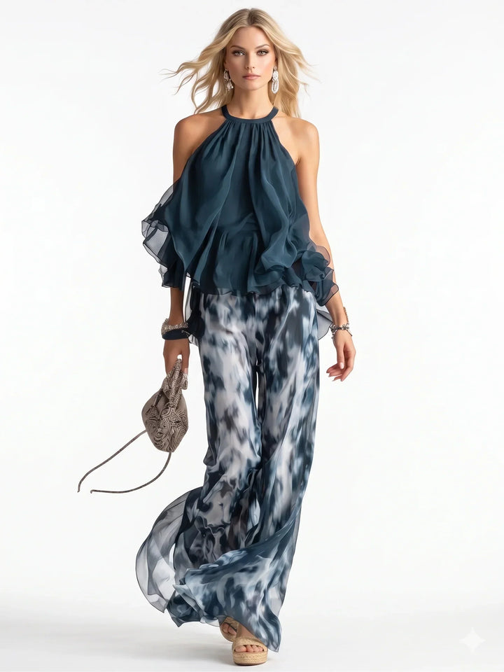 Conjunto elegante de chiffon em duas peças
