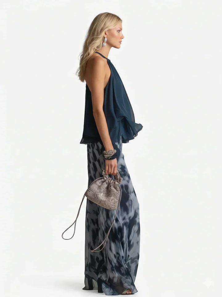 Conjunto elegante de chiffon em duas peças