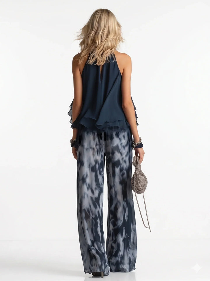 Conjunto elegante de chiffon em duas peças