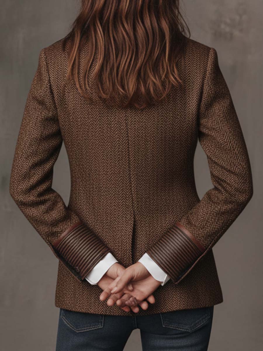 Blazer Feminino com Painel Estampado em Chevron