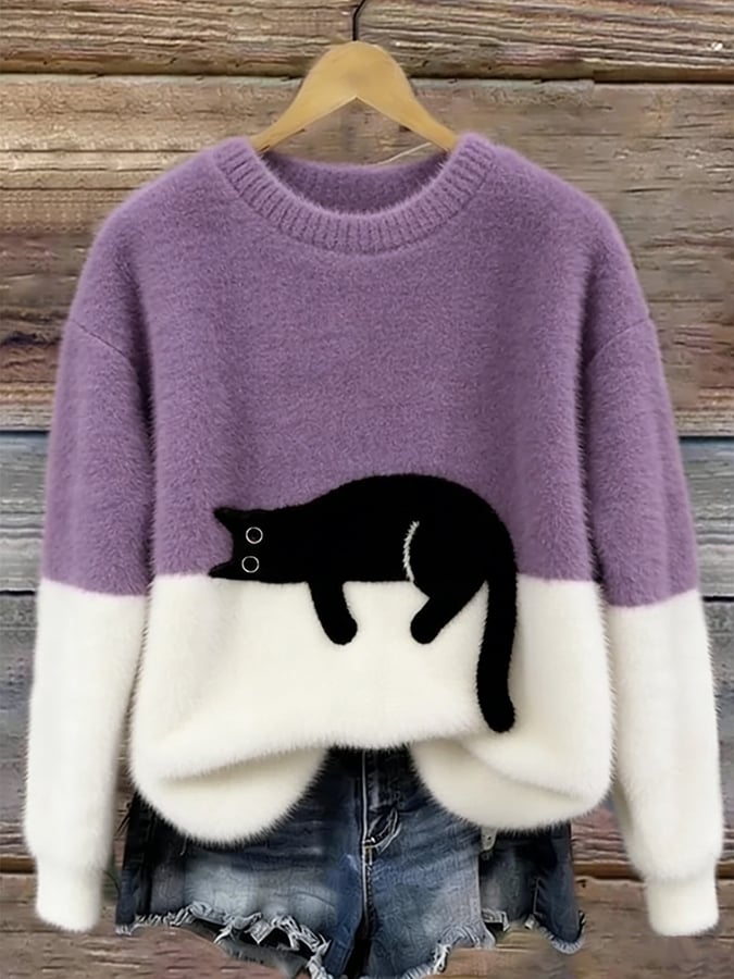 Aileen™ | Suéter Oversized com Estampa de Gato Elegante