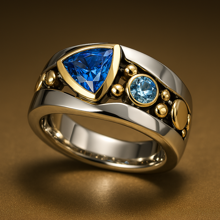 Anel de Cristal Azul Vintage