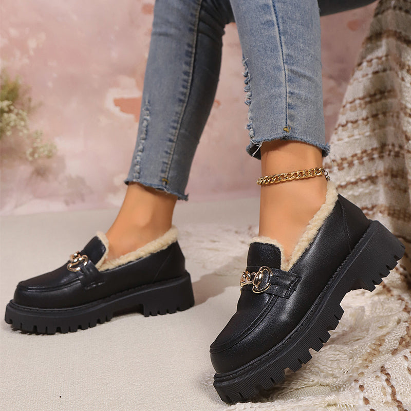 Ella™ - Mocassins Grossos, Quentes e Confortáveis com Forro em Pelúcia