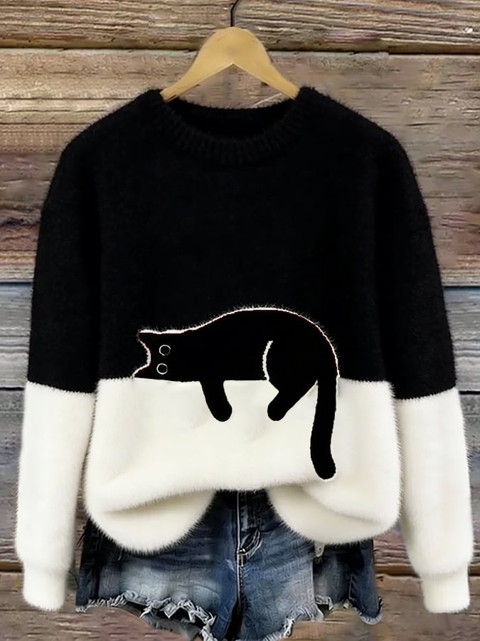 Aileen™ | Suéter Oversized com Estampa de Gato Elegante