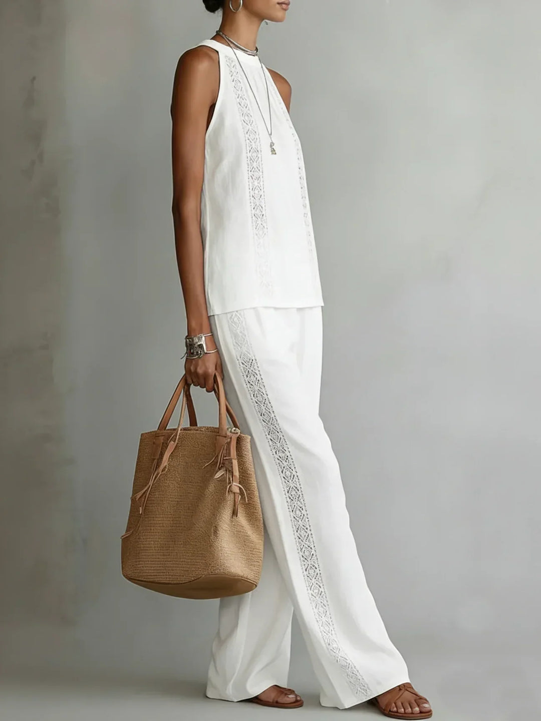Camilla | Conjunto Elegante de Linho com Alças