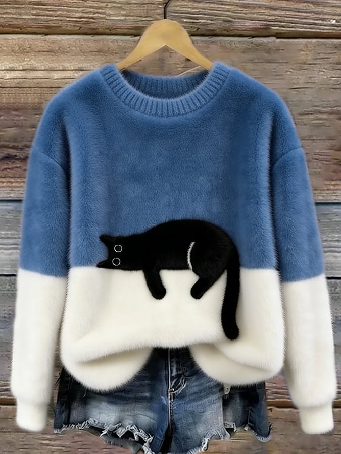 Aileen™ | Suéter Oversized com Estampa de Gato Elegante