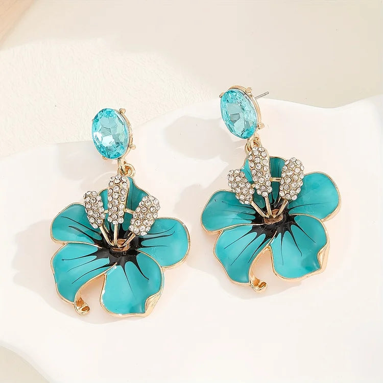 Brincos de strass com flores vintage