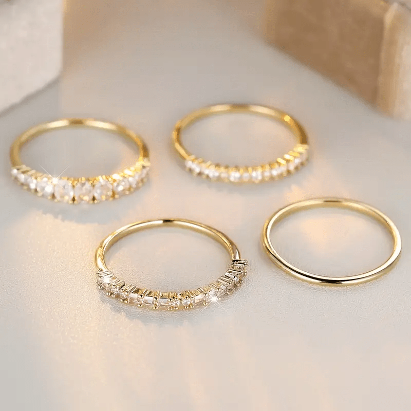 Anel Empilhável em Zircônia Dourada 14k