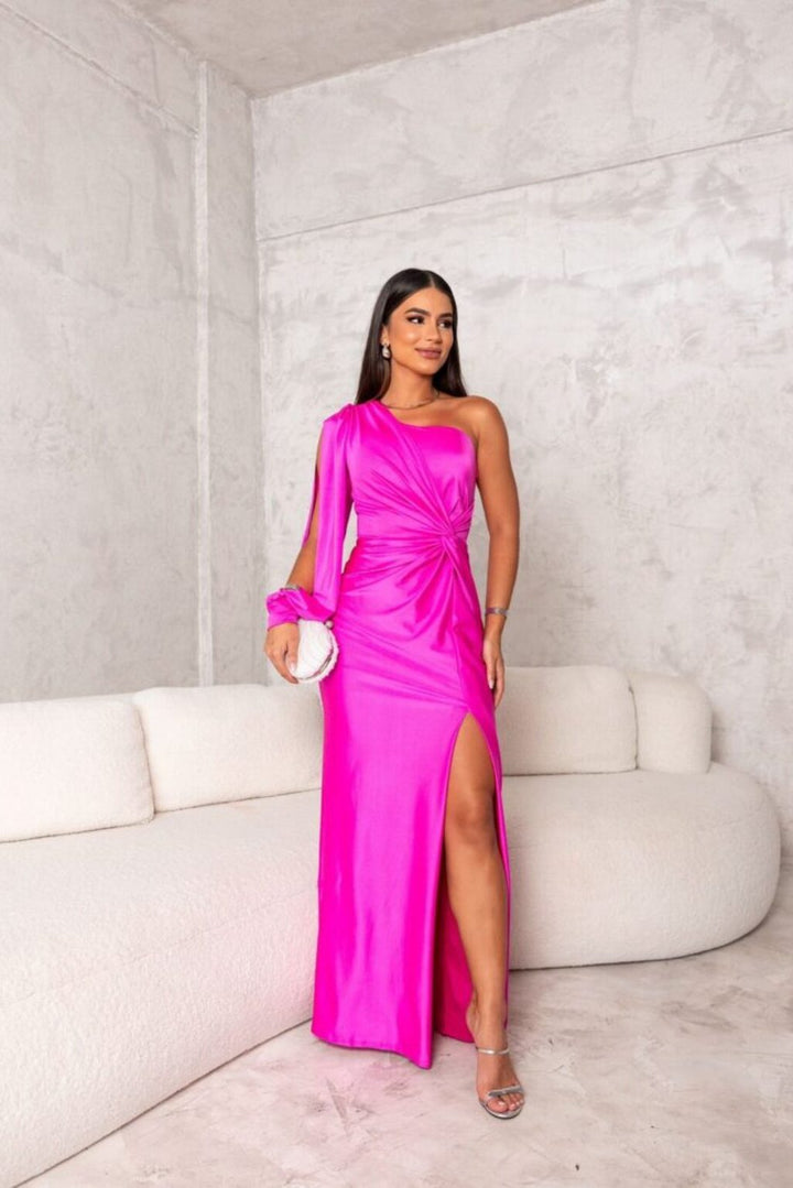 Zarra – Vestido Maxi Elegante de Um Ombro