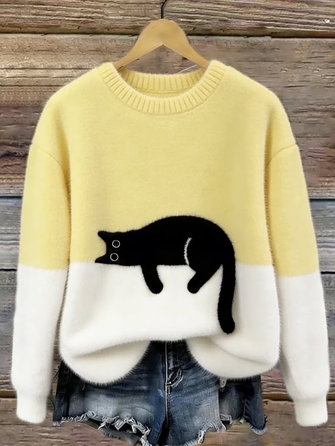 Aileen™ | Suéter Oversized com Estampa de Gato Elegante