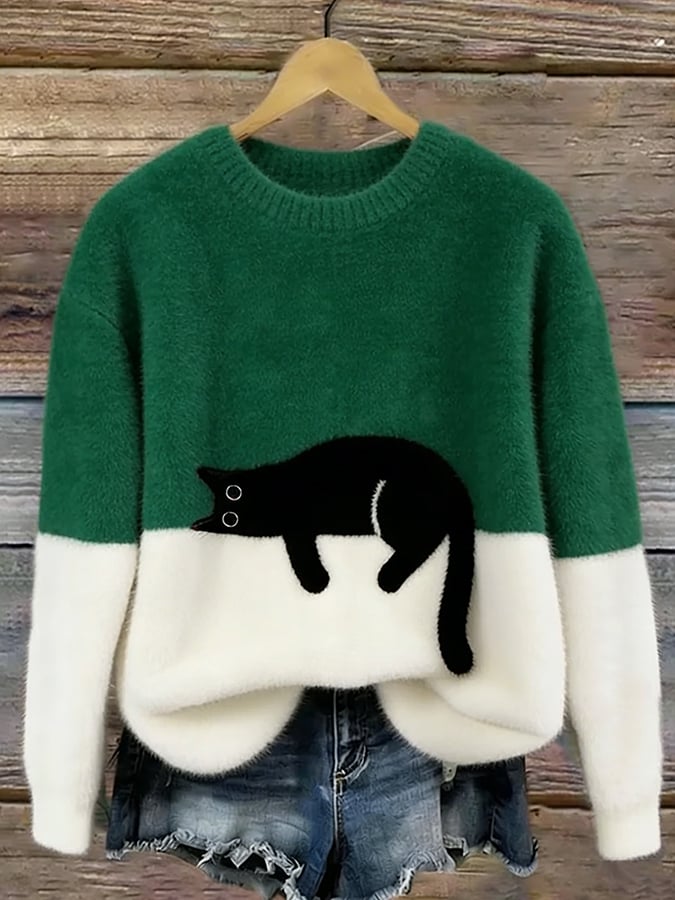 Aileen™ | Suéter Oversized com Estampa de Gato Elegante