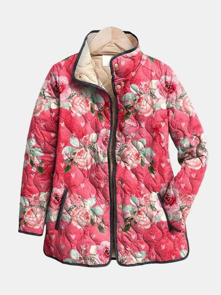 Freya | Charmosa Jaqueta Quilted com Estampa Floral Rosa