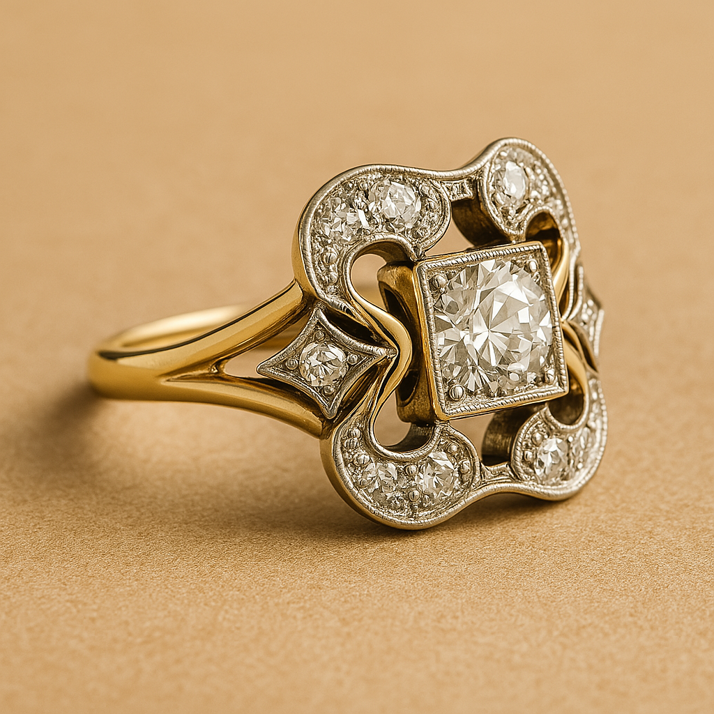 Anel de Ouro Vintage com Zircônia