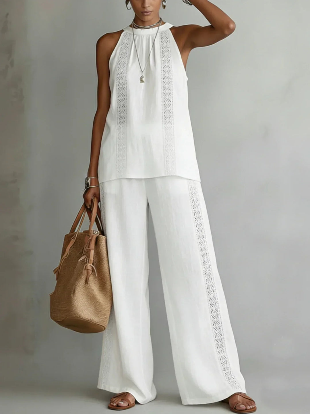 Camilla | Conjunto Elegante de Linho com Alças