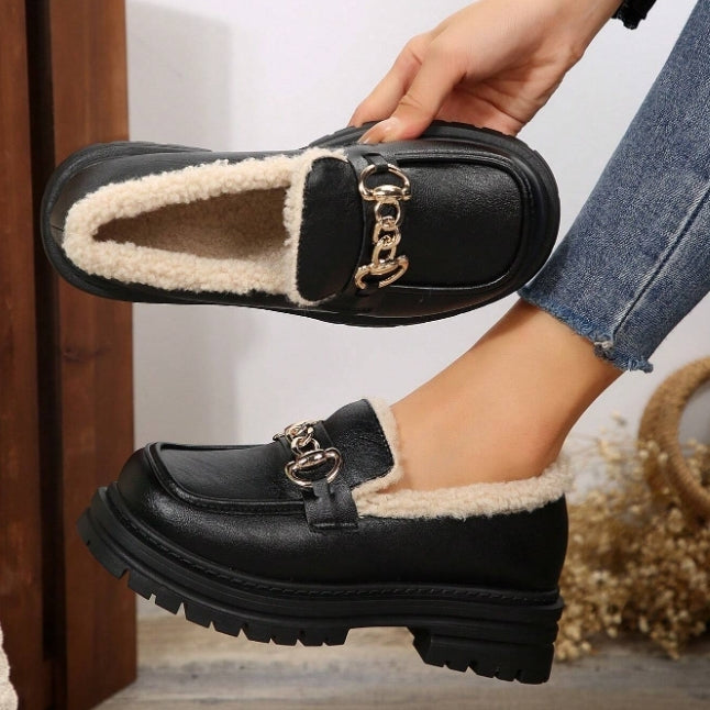 Ella™ - Mocassins Grossos, Quentes e Confortáveis com Forro em Pelúcia