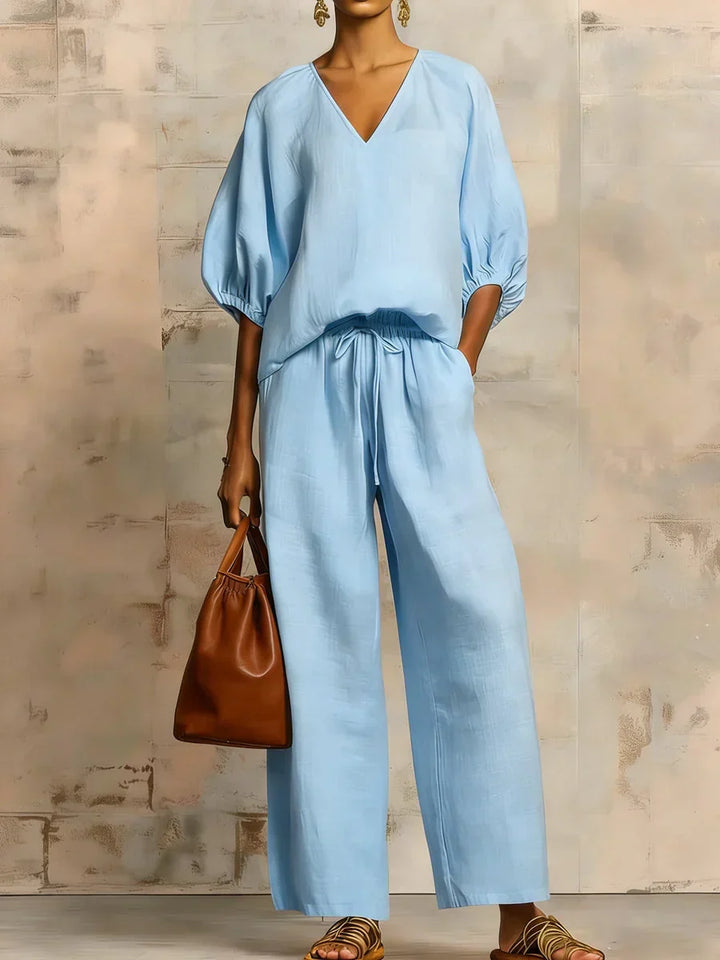 Valência | Conjunto de Linho Elegante e Relaxado em Duas Peças