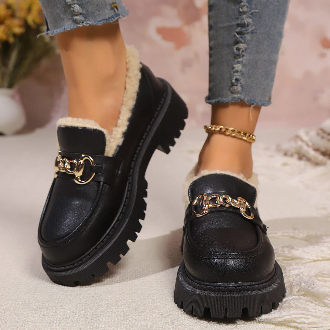 Ella™ - Mocassins Grossos, Quentes e Confortáveis com Forro em Pelúcia