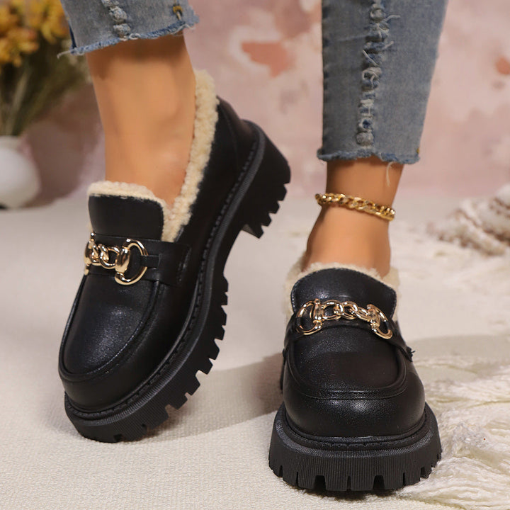 Ella™ - Mocassins Grossos, Quentes e Confortáveis com Forro em Pelúcia