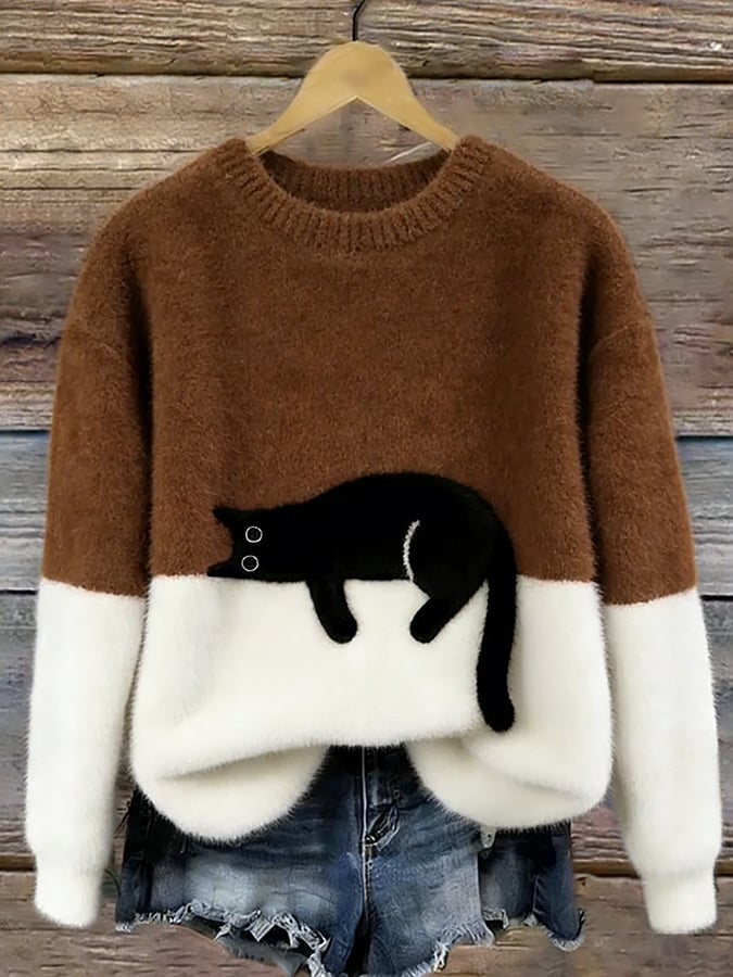 Aileen™ | Suéter Oversized com Estampa de Gato Elegante