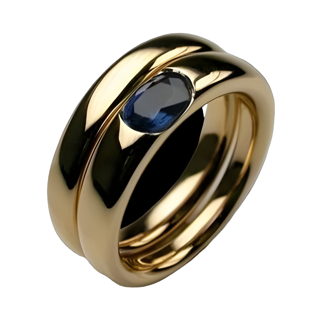 Anel Vintage em Ouro com Zircônia Azul