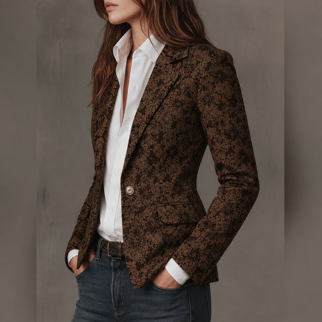 Blazer Feminino Jacquard Paisley Ajustado