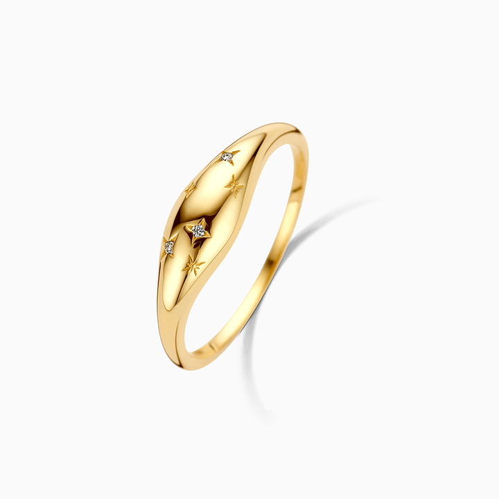 Anel Cúpula com Diamantes | Dourado
