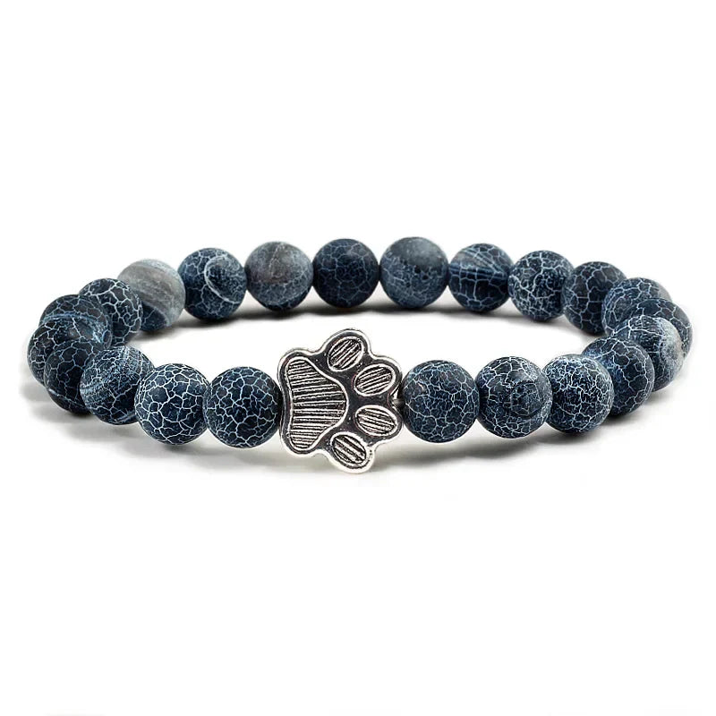 Pulseira de Patinha com Contas em Pedra Natural – Design Exclusivo