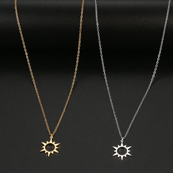 Colar em aço inoxidável unissex com pendente sol minimalista - JOFashion, joias perfeitas para amigos e presentes ideais