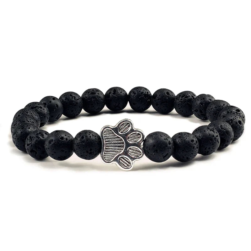 Pulseira de Patinha com Contas em Pedra Natural – Design Exclusivo