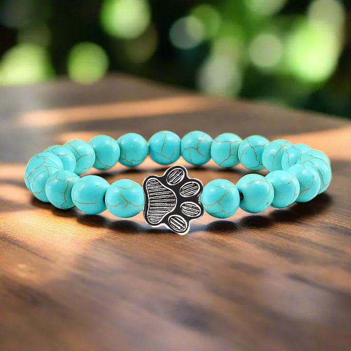Pulseira de Patinha com Contas em Pedra Natural – Design Exclusivo