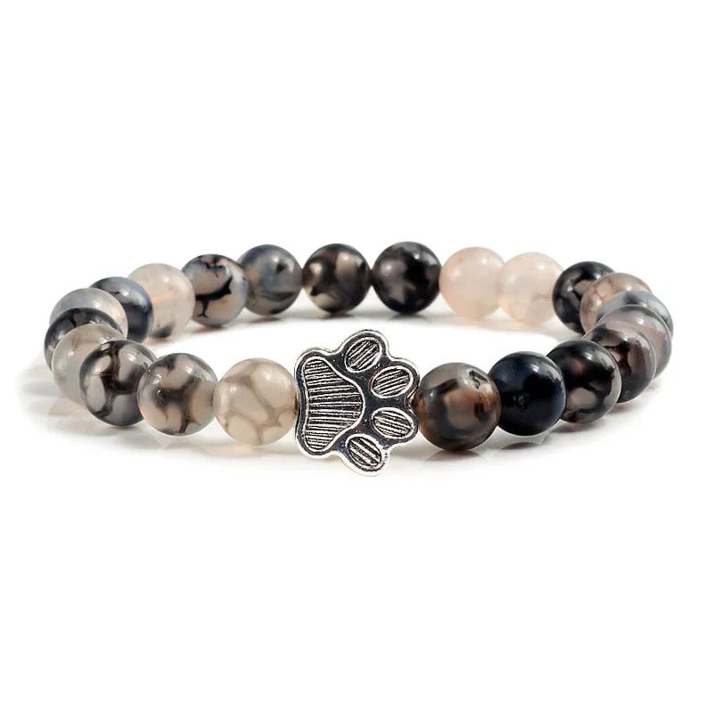Pulseira de Patinha com Contas em Pedra Natural – Design Exclusivo