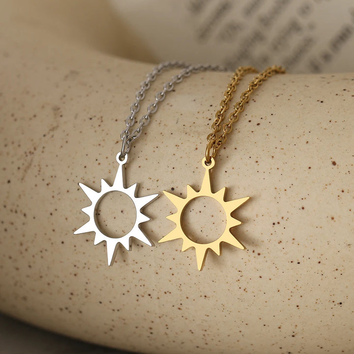 Colar em aço inoxidável unissex com pendente sol minimalista - JOFashion, joias perfeitas para amigos e presentes ideais