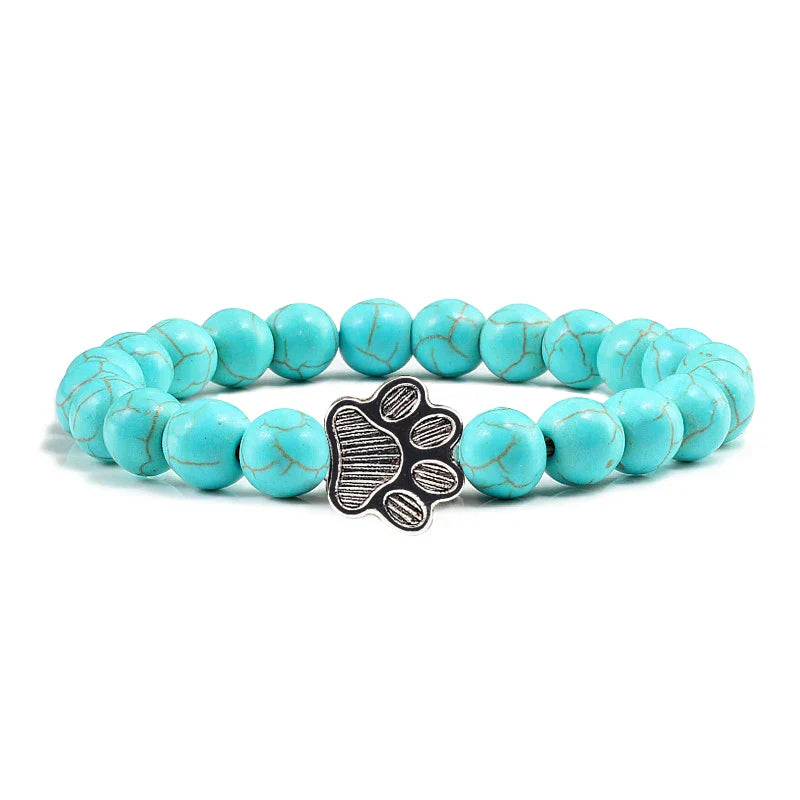 Pulseira de Patinha com Contas em Pedra Natural – Design Exclusivo