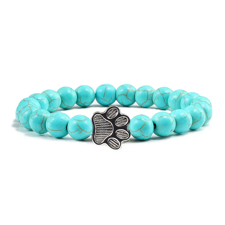 Pulseira de Patinha com Contas em Pedra Natural – Design Exclusivo