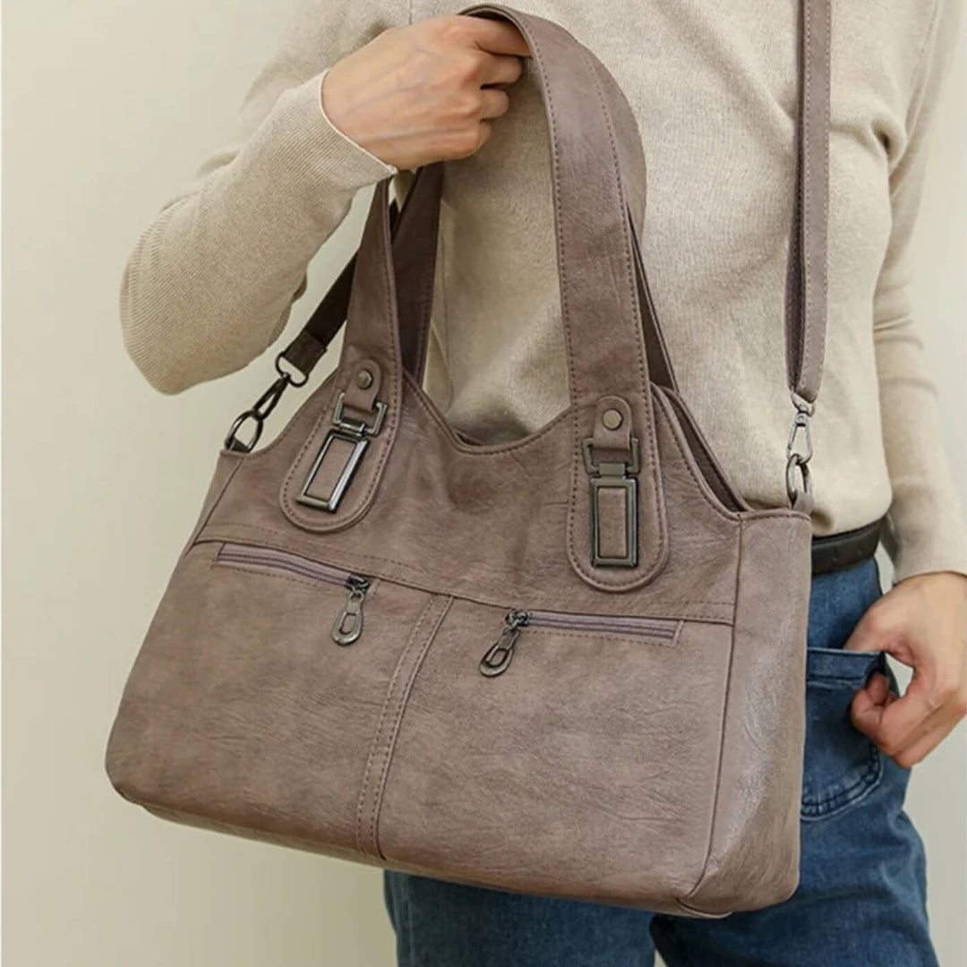 Bolsa de Ombro Dual-Zip da Flavia
