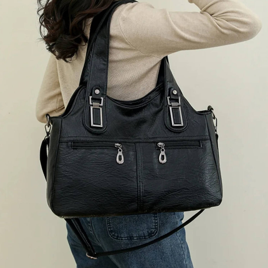 Bolsa de Ombro Dual-Zip da Flavia