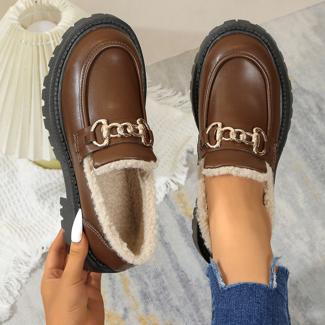 Ella™ - Mocassins Grossos, Quentes e Confortáveis com Forro em Pelúcia