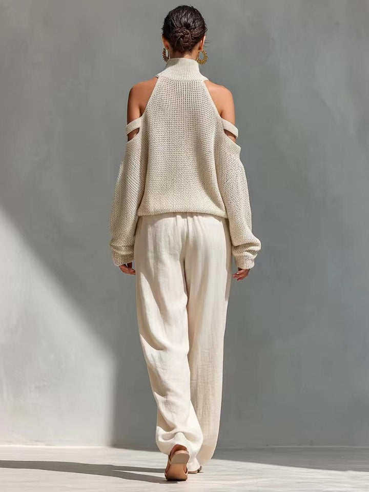 Conjunto de Tricô e Linho Fashion