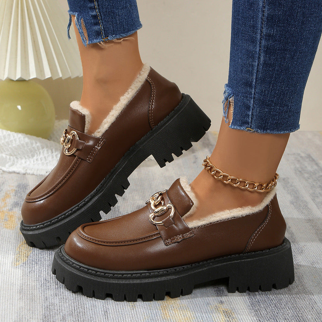 Ella™ - Mocassins Grossos, Quentes e Confortáveis com Forro em Pelúcia
