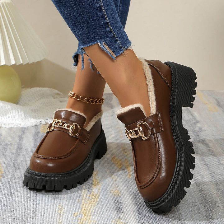 Ella™ - Mocassins Grossos, Quentes e Confortáveis com Forro em Pelúcia