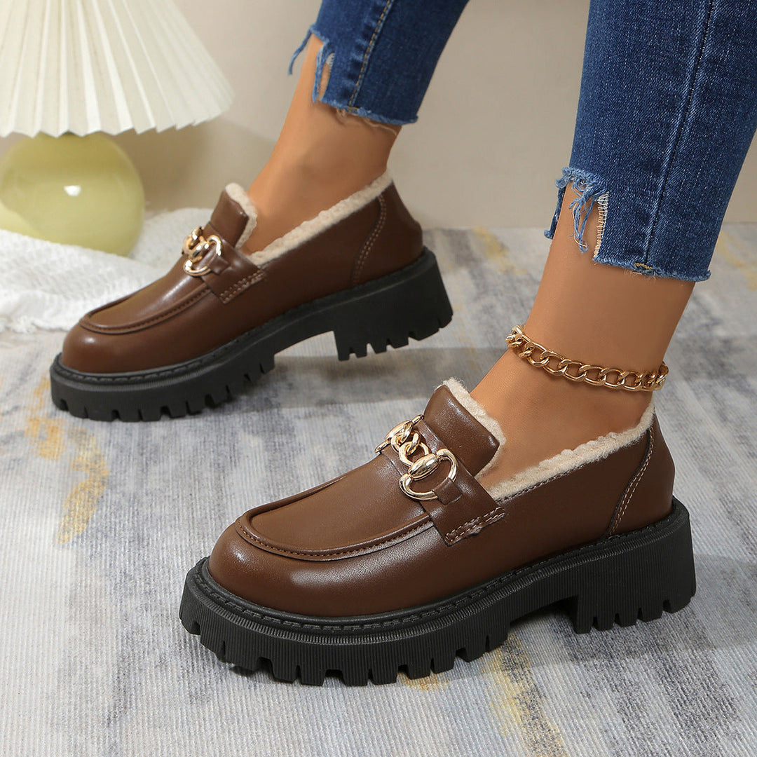 Ella™ - Mocassins Grossos, Quentes e Confortáveis com Forro em Pelúcia