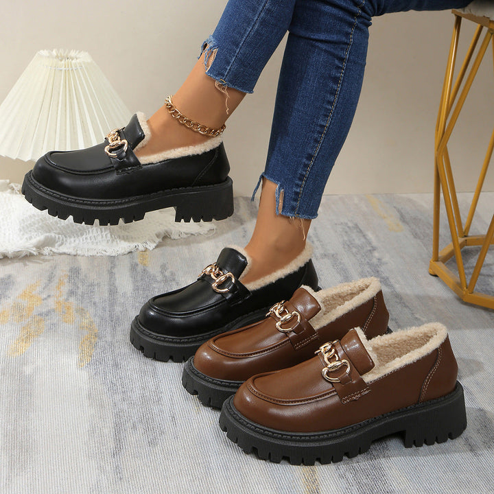Ella™ - Mocassins Grossos, Quentes e Confortáveis com Forro em Pelúcia
