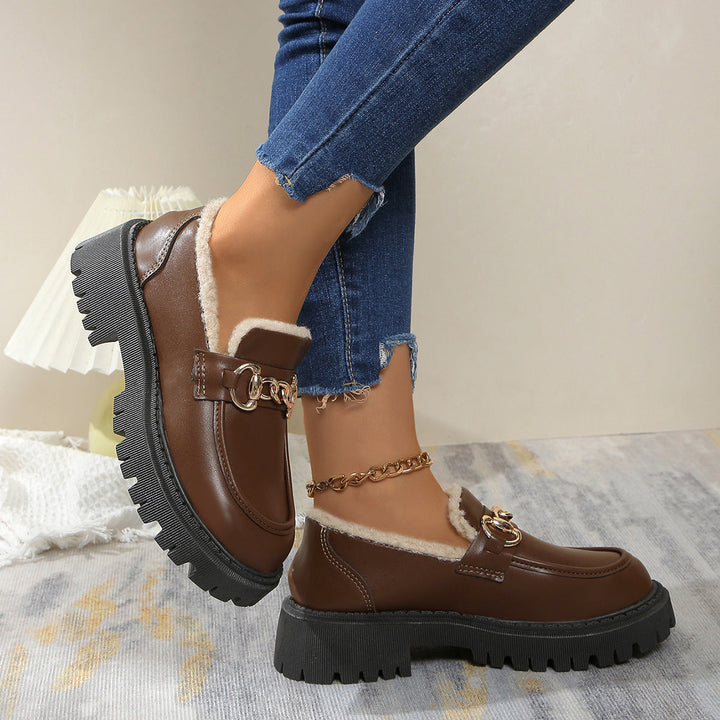 Ella™ - Mocassins Grossos, Quentes e Confortáveis com Forro em Pelúcia