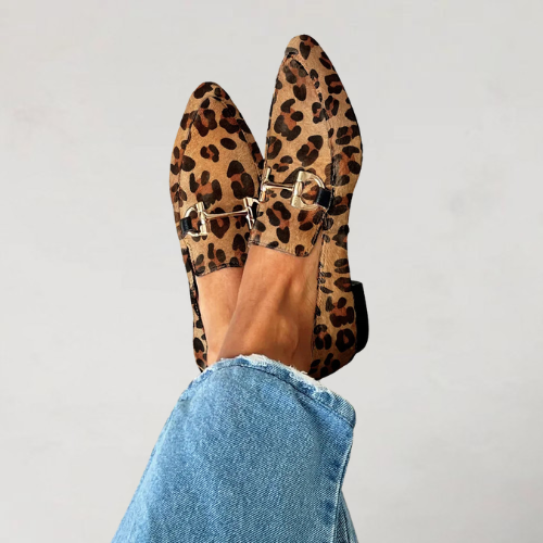 BIANCA | MOCASSINS ELEGANTES COM ESTAMPADO E FIVELA EM METAL