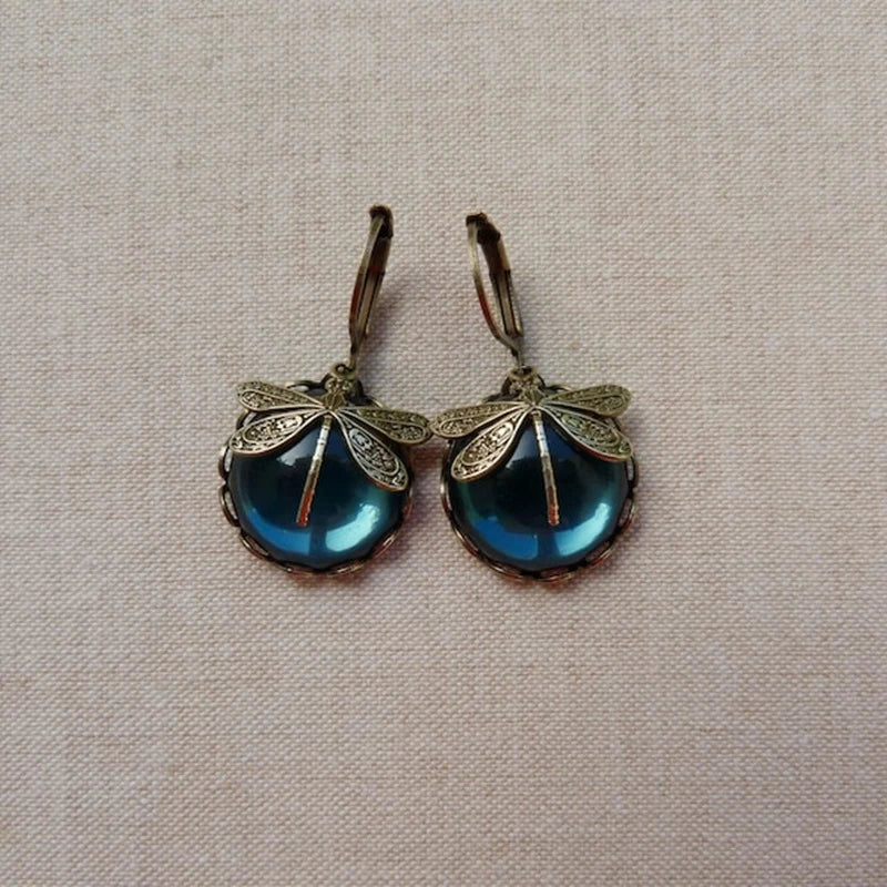 Brincos de Libélula em Ouro Antigo