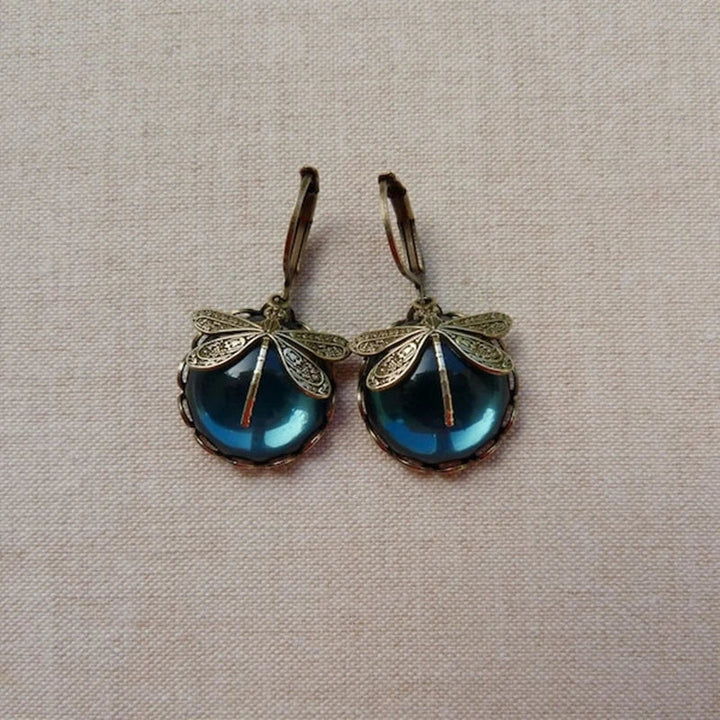 Brincos de Libélula em Ouro Vintage